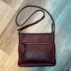 Kate Spade pebbled leather crossbody bag purse - maroon